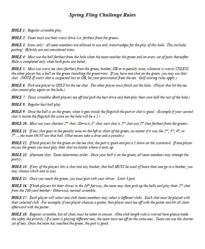 Spring Fling Challenge Rules